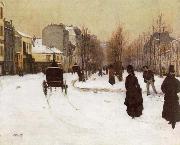 Norbert Goeneutte The Boulevard de Clichy Under Snow France oil painting artist